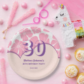 抽象芸術レトロカーネーションピンクカモミール誕生日 ペーパープレート (パーティー)