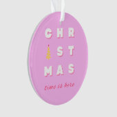 抽象芸術レトロクリスマスピンクホリデーデコール名門私立校風の オーナメント (正面)