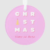 抽象芸術レトロクリスマスピンクホリデーデコール名門私立校風の オーナメント (裏面)