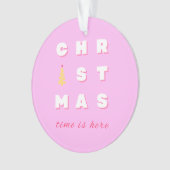 抽象芸術レトロクリスマスピンクホリデーデコール名門私立校風の オーナメント (正面)