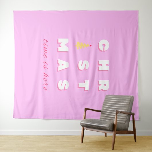 抽象芸術レトロクリスマスピンクホリデーデコール名門私立校風の タペストリー (インサイチュ(横))