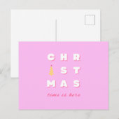 抽象芸術レトロクリスマスピンクホリデーデコール名門私立校風の ポストカード (正面/裏面)