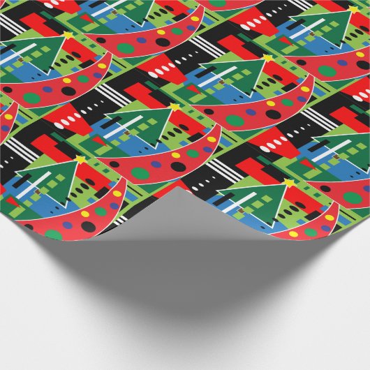 抽象芸術レトロクリスマス ラッピングペーパー (角)