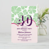 抽象芸術レトログリーンカモミールフラワー誕生日 招待状 (スタンド正面)