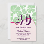 抽象芸術レトログリーンカモミールフラワー誕生日 招待状 (正面)