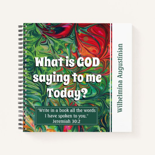 抽象芸術レトログリーンレッドWHATアザゴッドことわざ祈りの言葉 ノートブック (正面)