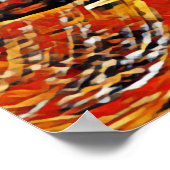 抽象芸術レトロサークルホイールレッドブラック ポスター (角)