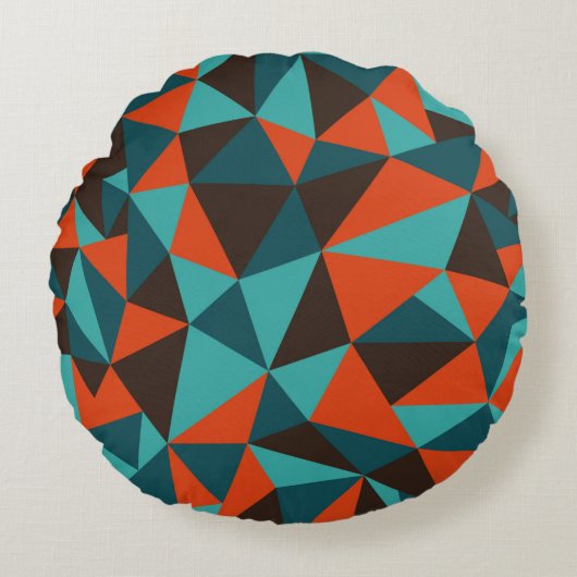 抽象芸術レトロジオメトリ背景 – ヴィンテージ ラウンドクッション (正面)