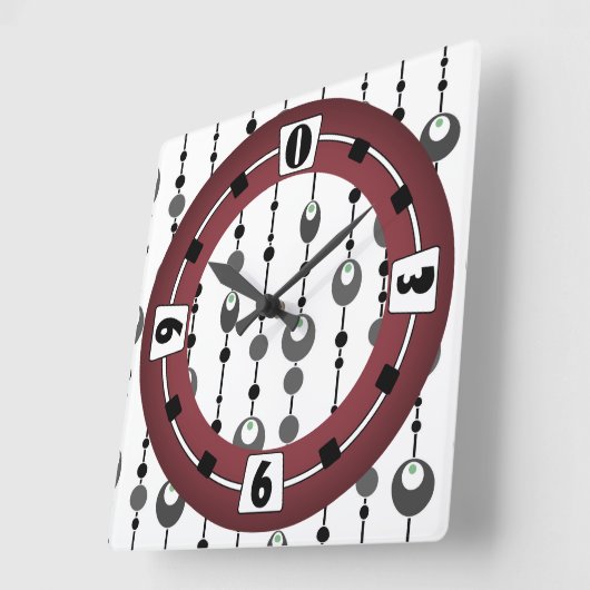 抽象芸術レトロデザイン装飾デコ スクエア壁時計 (傾斜)