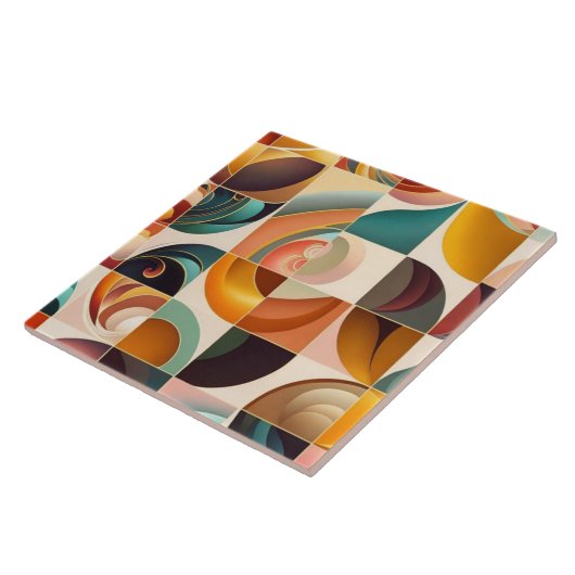 抽象芸術レトロトレンディースクウェアコレクション タイル (側面)