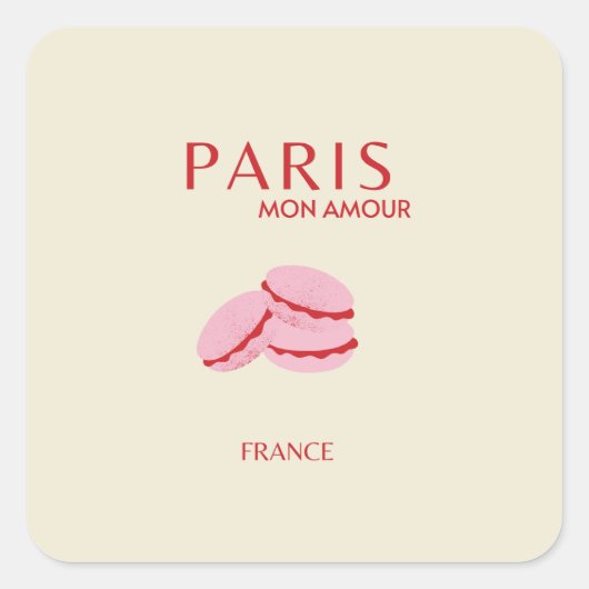 抽象芸術レトロパステルパリトラベルアート スクエアシール (正面)