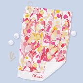 抽象芸術レトロパターンパーソナライズされたピンク ゴルフタオル