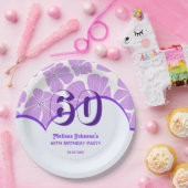 抽象芸術レトロパープルカモミールフラワー誕生日 ペーパープレート (パーティー)