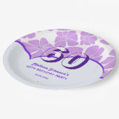 抽象芸術レトロパープルカモミールフラワー誕生日 ペーパープレート (アングル)
