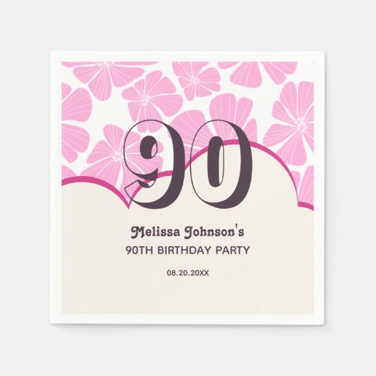 抽象芸術レトロピンクカモミールフラワー誕生日 スタンダードカクテルナプキン (正面)