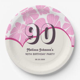 抽象芸術レトロピンクカモミールフラワー誕生日 ペーパープレート