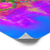 抽象芸術レトロピンクフローラピンクひまわり畑 ポスター (角)