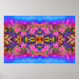 抽象芸術レトロピンクフローラピンクひまわり畑 ポスター