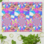 抽象芸術レトロピンクフローラマンダラピンク キッチンタオル (折り畳み)