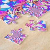 抽象芸術レトロピンクフローラマンダラピンク ジグソーパズル (側面)