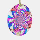 抽象芸術レトロピンクフローラマンダラピンク セラミックオーナメント (右)