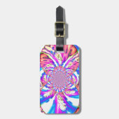 抽象芸術レトロピンクフローラマンダラピンク ラゲッジタグ (正面縦)