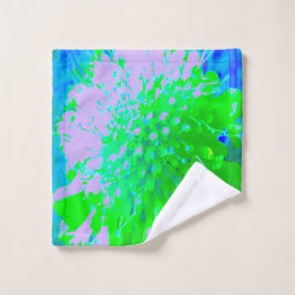 抽象芸術レトロフラワーインラベンダーライムグリーン ウォッシュタオル