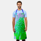 抽象芸術レトロフラワーインラベンダーライムグリーン エプロン (着用した状態)