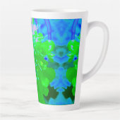 抽象芸術レトロフラワーインラベンダーライムグリーン カフェラテマグ (右)