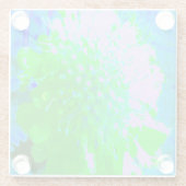 抽象芸術レトロフラワーインラベンダーライムグリーン ガラスコースター (裏面)