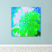 抽象芸術レトロフラワーインラベンダーライムグリーン キャンバスプリント (インサイチュ (ウッドフロア))