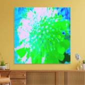 抽象芸術レトロフラワーインラベンダーライムグリーン キャンバスプリント (インサイチュ (リビング))