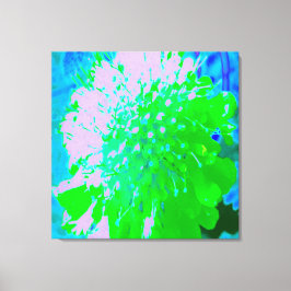 抽象芸術レトロフラワーインラベンダーライムグリーン キャンバスプリント
