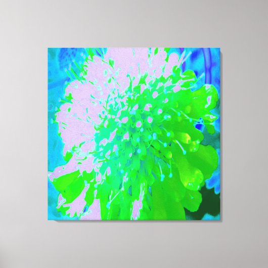 抽象芸術レトロフラワーインラベンダーライムグリーン キャンバスプリント (正面)