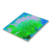 抽象芸術レトロフラワーインラベンダーライムグリーン タイル (側面)