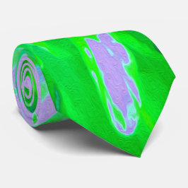 抽象芸術レトロフラワーインラベンダーライムグリーン ネクタイ