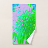 抽象芸術レトロフラワーインラベンダーライムグリーン バスタオルセット (ハンドタオル)