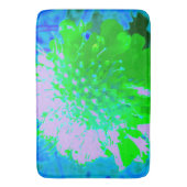 抽象芸術レトロフラワーインラベンダーライムグリーン バスマット (正面縦)