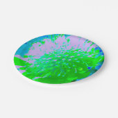 抽象芸術レトロフラワーインラベンダーライムグリーン ペーパープレート (アングル)