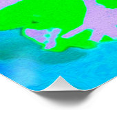 抽象芸術レトロフラワーインラベンダーライムグリーン ポスター (コーナー)