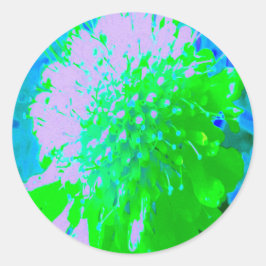 抽象芸術レトロフラワーインラベンダーライムグリーン ラウンドシール