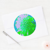 抽象芸術レトロフラワーインラベンダーライムグリーン ラウンドシール (封筒)