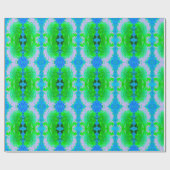 抽象芸術レトロフラワーインラベンダーライムグリーン ラッピングペーパー (フラット)