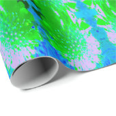 抽象芸術レトロフラワーインラベンダーライムグリーン ラッピングペーパー (ロールコーナー)