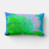 抽象芸術レトロフラワーインラベンダーライムグリーン ランバークッション (裏面)