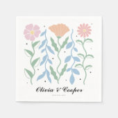 抽象芸術レトロブライトカラフルフローラ結婚ズ スタンダードカクテルナプキン (正面)