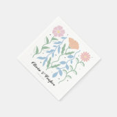 抽象芸術レトロブライトカラフルフローラ結婚ズ スタンダードカクテルナプキン (角)