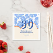 抽象芸術レトロブルーカモミールフラワー誕生日 スタンダードカクテルナプキン (インサイチュ)