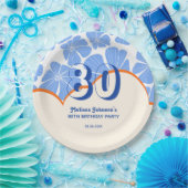 抽象芸術レトロブルーカモミールフラワー誕生日 ペーパープレート (パーティー)