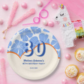 抽象芸術レトロブルーカモミールフラワー誕生日 ペーパープレート (パーティー)